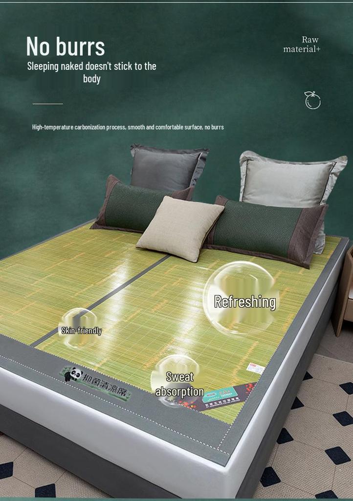 Bamboo Ice Silk Summer Cooling Mat: Foldable Double-Sided Mat for Dormitory or Home, 1.8m