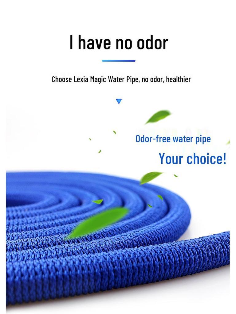 Copper-Plated Telescopic TPE Garden Water Hose for Car Wash, Expands 3x, Blue.