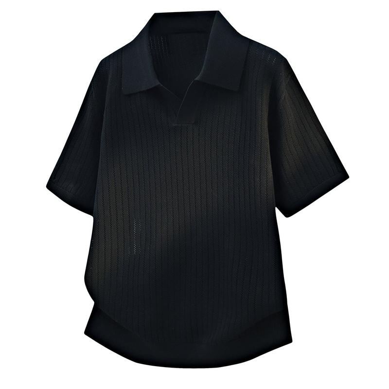 Maglione a Maniche Corte Polo con Collo a Revers
