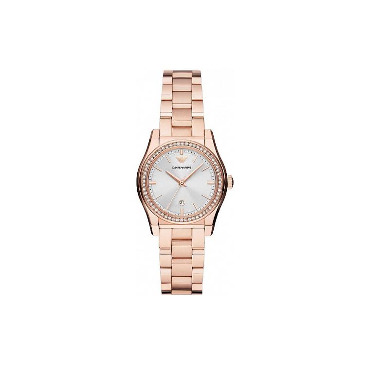 EMPORIO ARMANI Three-Hand Date Rose Gold-Tone Stainless Steel Watch AR11558 White Dial