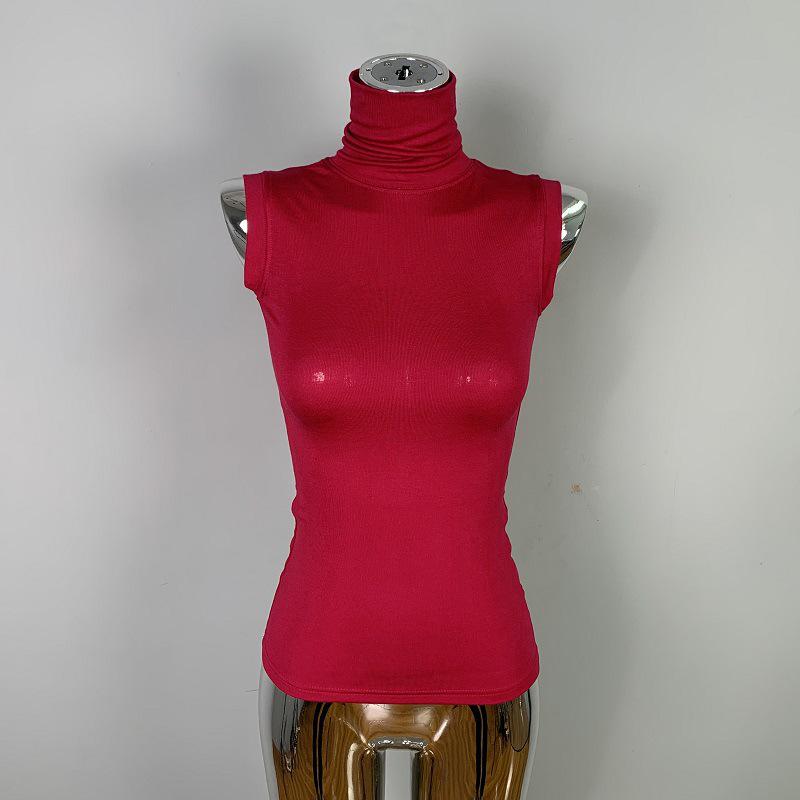 

Korean Dongdaemun Slim Fit Sexy High-neck Sleeveless T-shirt Vest for Women One Size вино красного