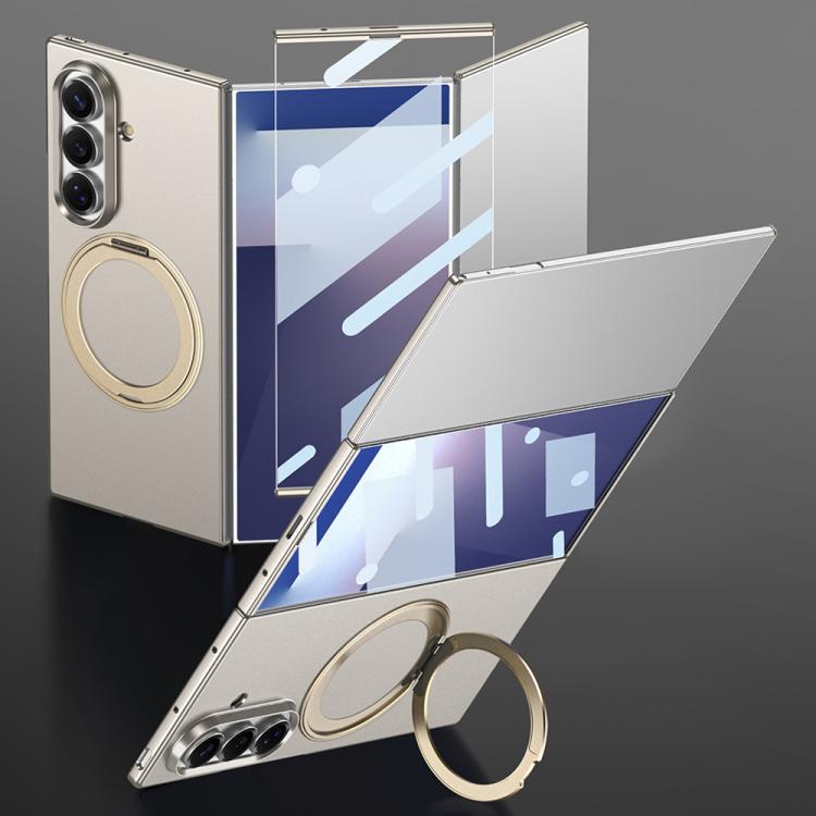 GKK Integrated Full Cover Frame Ultra-thin Magnetic Phone Case with Rotating Holder For Samsung Galaxy Z TriFold темно серый