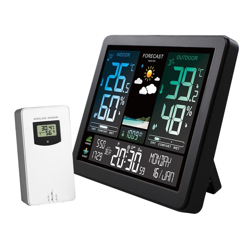 Wireless Color Weather Station Digital In/Outdoor Table Wall Alarm Clock Temperature Humidity Meter Trend Forecast Barometer