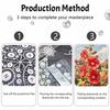 Pearl painting kit Red Hollyhock flower and dragonfly DIY home decoration painting