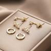 3pcs/Set Minimalist Crystal Gold Color Earrings Set Fashion Exquisite Zircon Stud Earring For Women Daily Wear Jewelry Gift 2026
