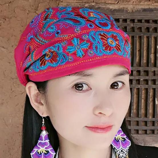 WTEMPO Ženy ležérní mexický styl etnické Vintage výšivka květina černá modrá růžová červená tištěné klobouky