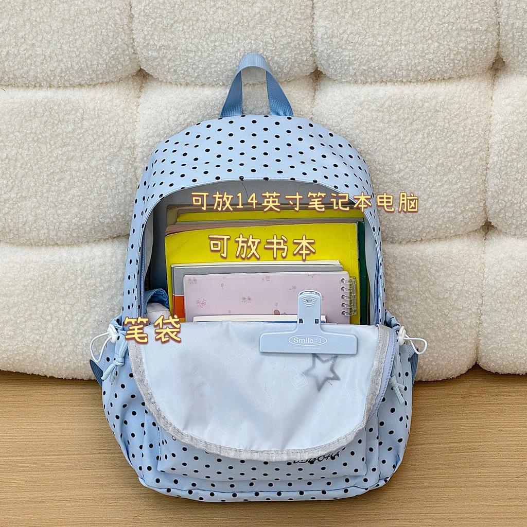 Schoolbag Fashion Polka Dot ins Girls Backpack Versatile Student School Bag Sweet Wind Small Fresh College Style Backpack Women