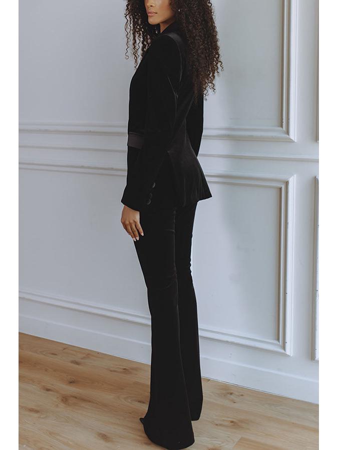 Autumn Winter 2025 Velvet Korean Suit Set - Women's Long Sleeve Commuting Party Two-Piece.