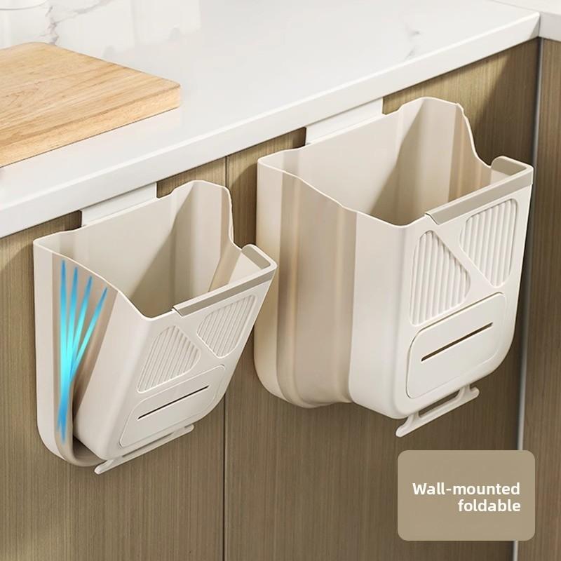 Kitchen Wall Mount Trash Can With Foldable Design For Home And Bathroom Use