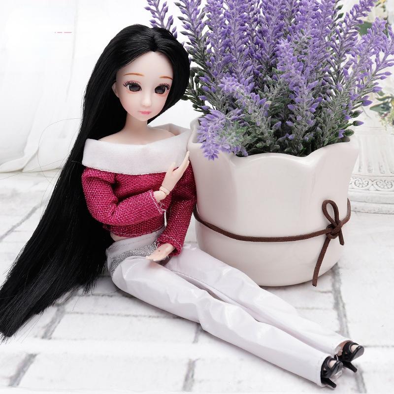 30CM Mini Bewegliche 20 Gelenk Puppe Mädchen Spielzeug 3D Große Augen BJD Prinzessin Volle Outfits Kleider Sammlung Kinder puppe Geschenk