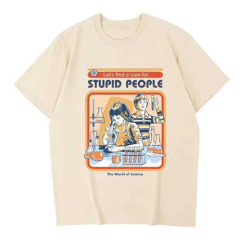 A Cure for Stupid People Clothing Woman Breathable Tshirt Harajuku Casual Short Sleeve Couple Graphic Tees Unisex Casual Tops