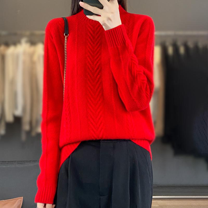 

Утепленный кардиган с полувысоким воротником и узором «колосья пшеницы» для женского осенне-зимнего сезона, новый, приятный к коже и теплый, универсальная вязаная базовая рубашка XXL