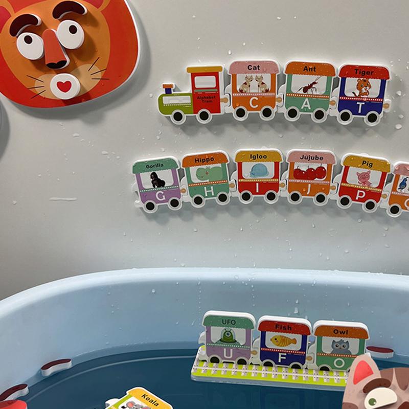 Baby Train Bath Toys Soft Eva Letter Puzzle Animals Alphanumeric Bathtub Water Toy Early Educational Kids Floating Bathroom Toys