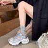 Autumn New Heightened Platform Dad Shoes 2025 Summer New Silver and White Breathable Mesh Casual Sports Shoes Women