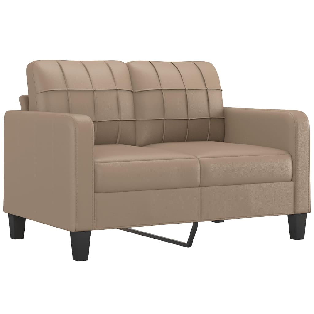 2 Seater Sofa with Decorative Cushions Cappuccino Brown 120 cm Faux Leather