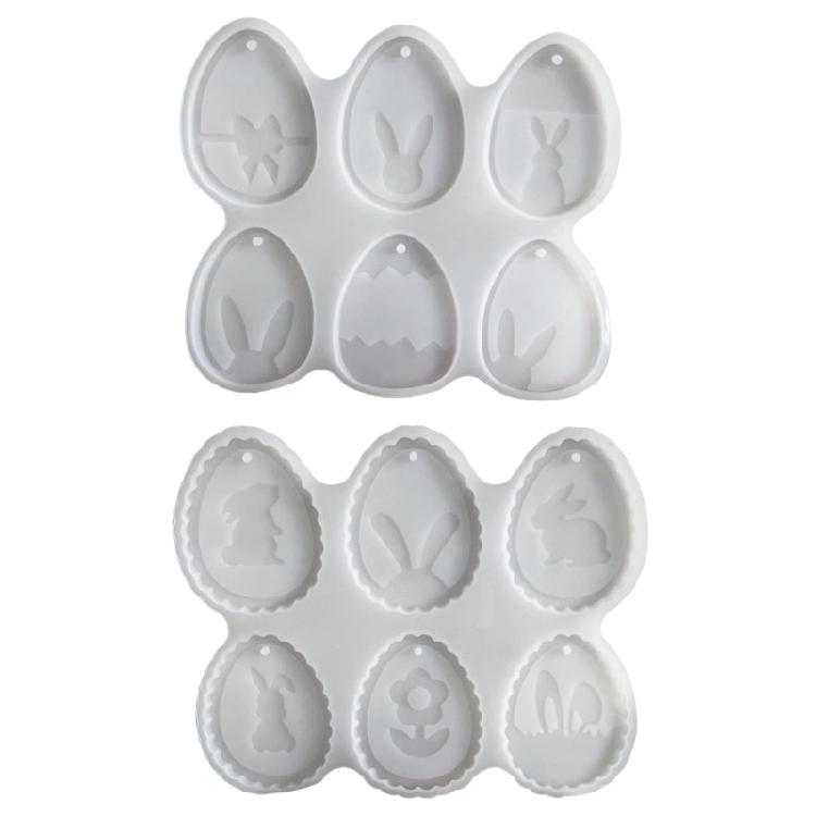 Easy Release Silicone Mold for Rabbit Eggs Pendant Handmade Easter Keychain Accessories Mould Handmade Craft Supplies