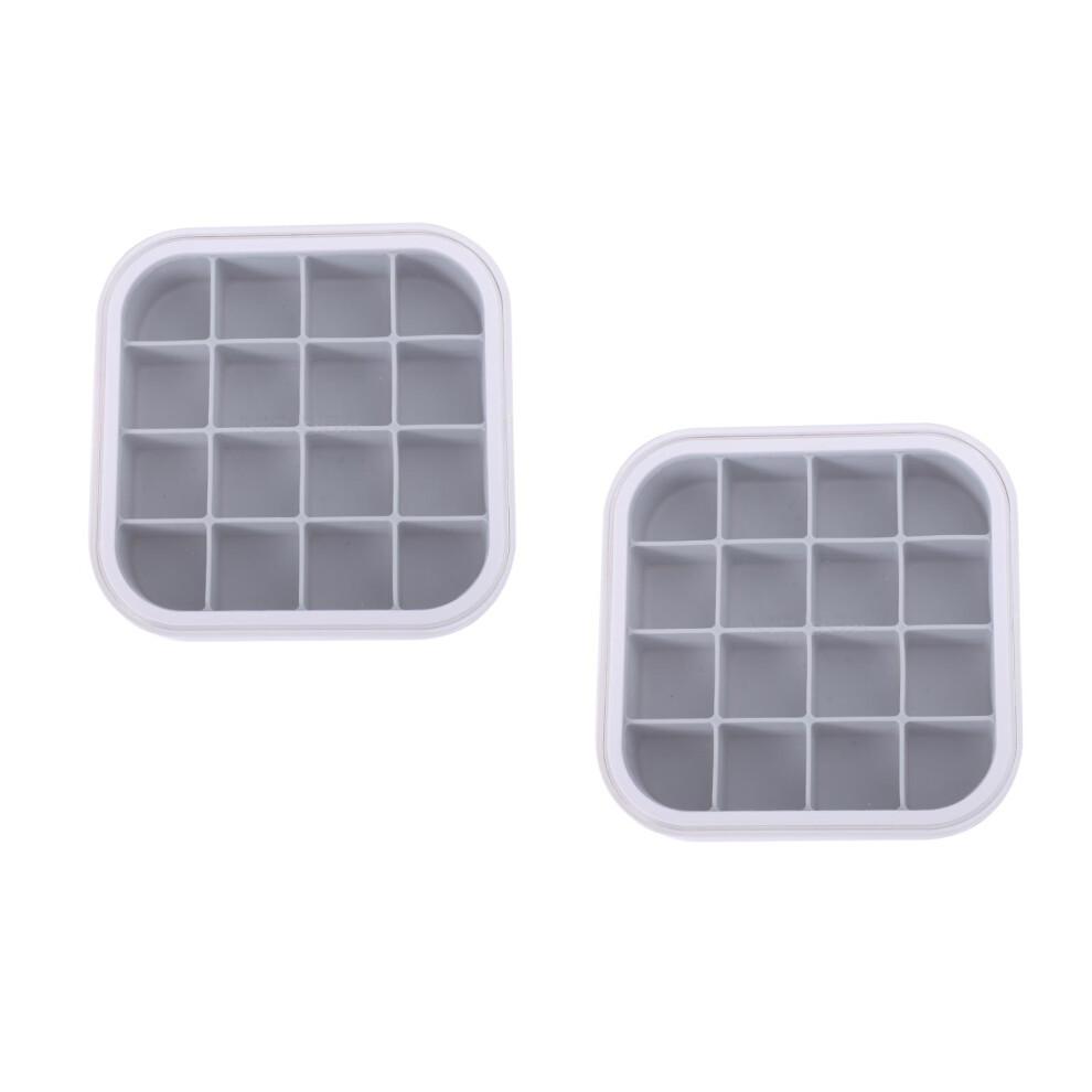 2Pcs 16 Grid Silicone Ice Cube Mold With Lid