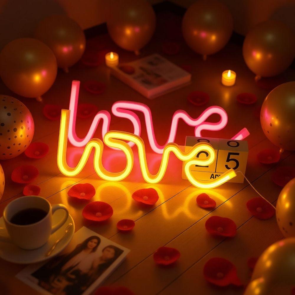 LED Atmosphere Light Love Shape Light Battery Powered Wall Lamp Valentine's Day Gifts