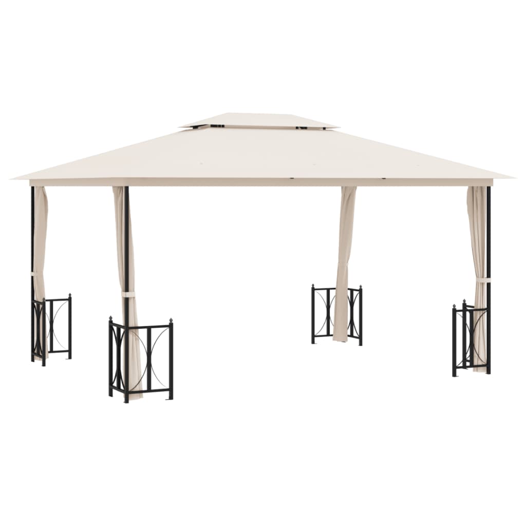 Vidaxl Gazebo With Curtains And Two-Part Roof, 3X4 M, Cream