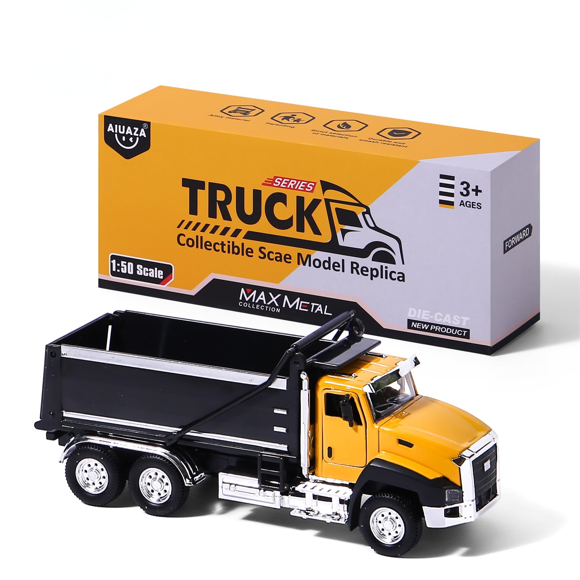 

AIUAZA Scale Diecast Engineering Construction Dump Alloy Collectible Model Door Opening Pull Back Vehicle Toy 1/50 Vehicles, Truck, Excavator, Mixer,