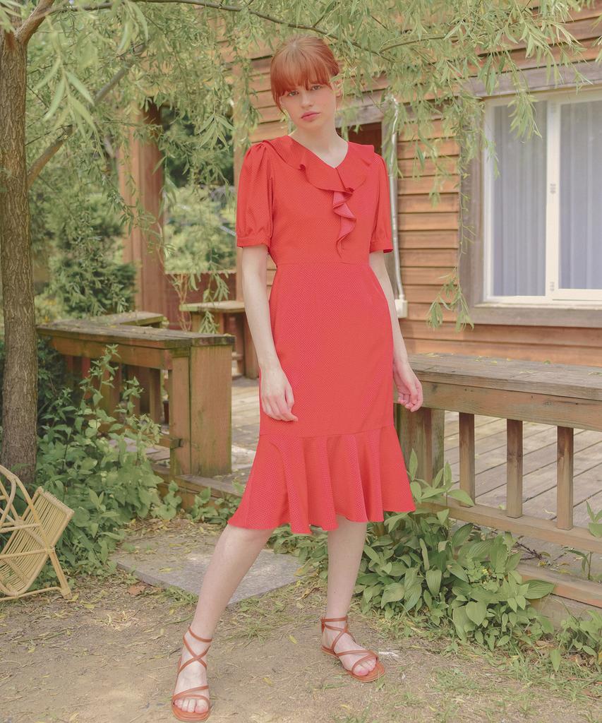 Hakesh Sweet Ruffle Dress_Strawberry