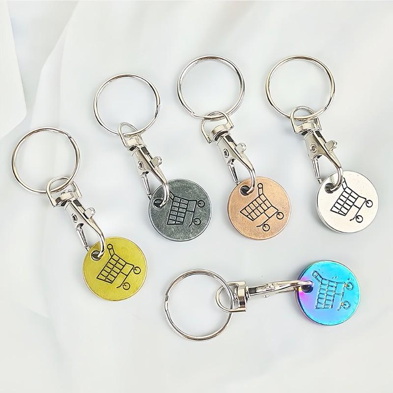 New Metal Shopping Trolley Coin Holder Keychain Portable Carts Token Lobster Buckle Key Chain for Supermarket Promotion Gift