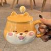 Cute Shiba Inu Coffee Mug Cartoon Animal Ceramic Milk Mug Creative Ceramic Mug with Lid and Spoon Kitchen Drinking Utensils