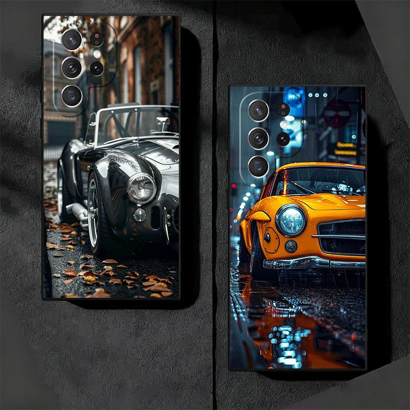 Vintage Car Retro Nostalgia Soft Phone Case for Samsung Galaxy S26 S25 Edge S24 Ultra S23 Plus S22 S21 FE S20 Black Cover Back S