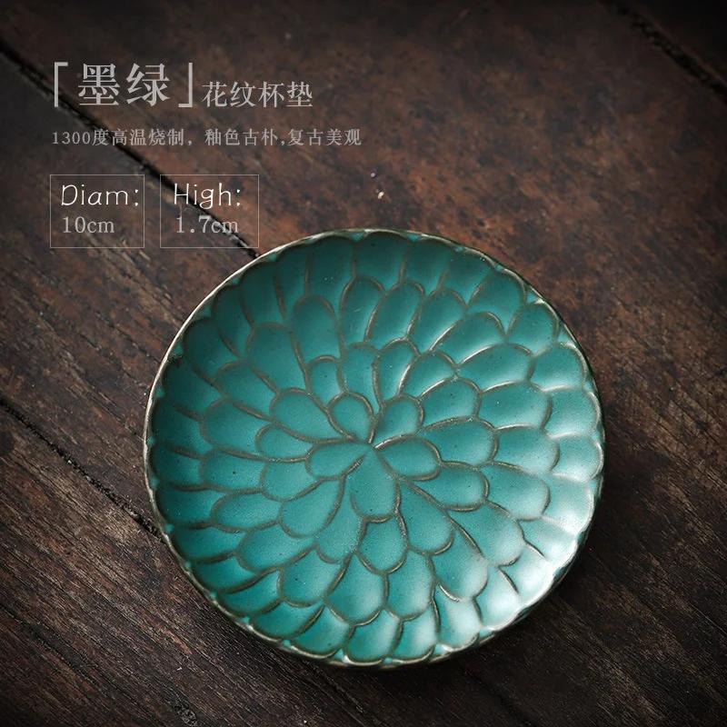 Rough Ceramic Square Coasters Japanese Retro Home Kitchen Anti-scald Heat Insulation Cup Base Kung Fu Tea Ceremony Accessories