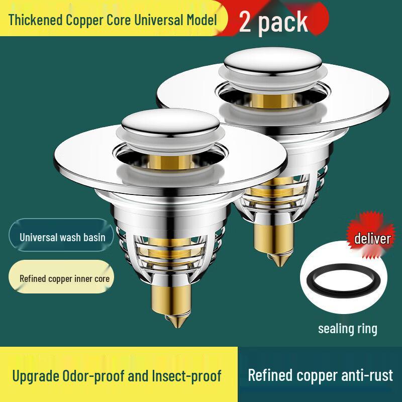 Copper Pop-up Basin Stopper & Anti-Clog Drain Filter