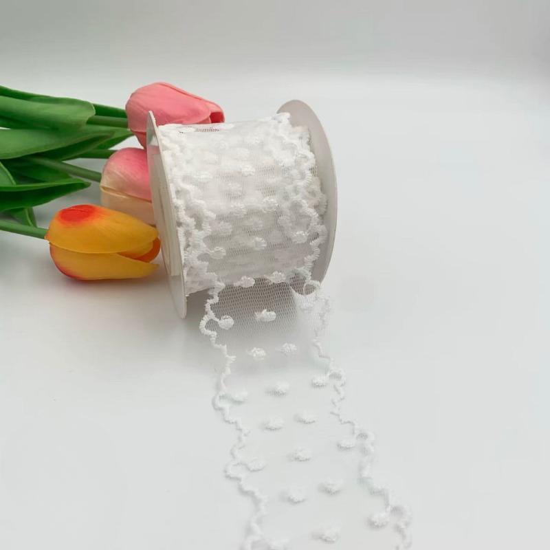 Off White Embroidery Flower Trimmings for Clothing, DIY Sewing Lace Fabrics, Wedding Dresses, Sewing Accessories, 5Yards