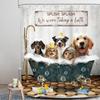 Kids Dog Shower Curtain Bathroom Set Funny Cat Dachshund Doggy Cute Lovely Rustic Animals In Bathtub for Boys Bath Accessories