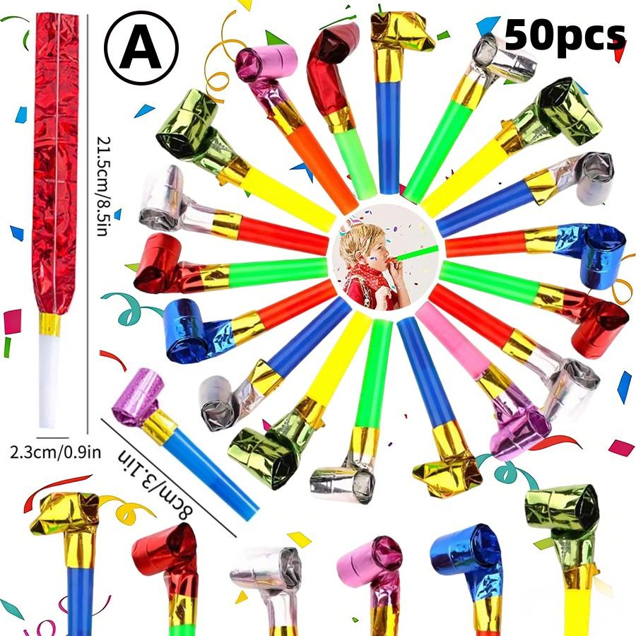 10-50pcs Party Blowers Whistles,Colourful Noisemakers Party Blowouts Squawkers Fringed Noise Maker,Birthday Wedding Noisemakers