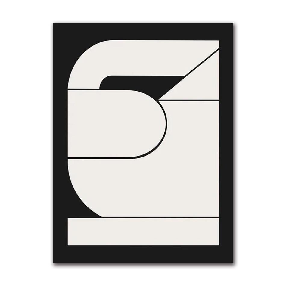 Scandinavian Minimalist Wall Art Black and White Abstract Woman Geometric Lines Poster Print Home Bedroom Living Room Decoration