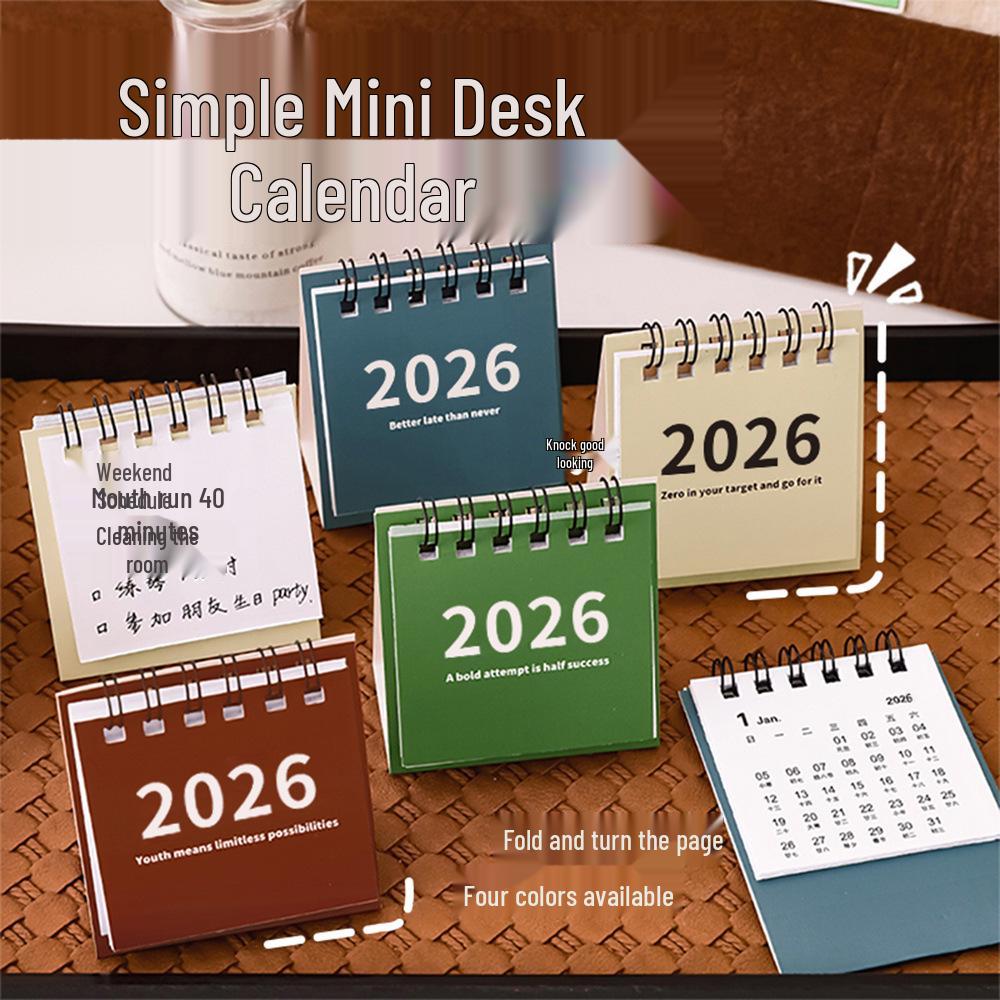 2026 MUJI Style Minimalist Desk Calendar: Creative Mini Portable Desktop Ornament & Punch-in Planner
