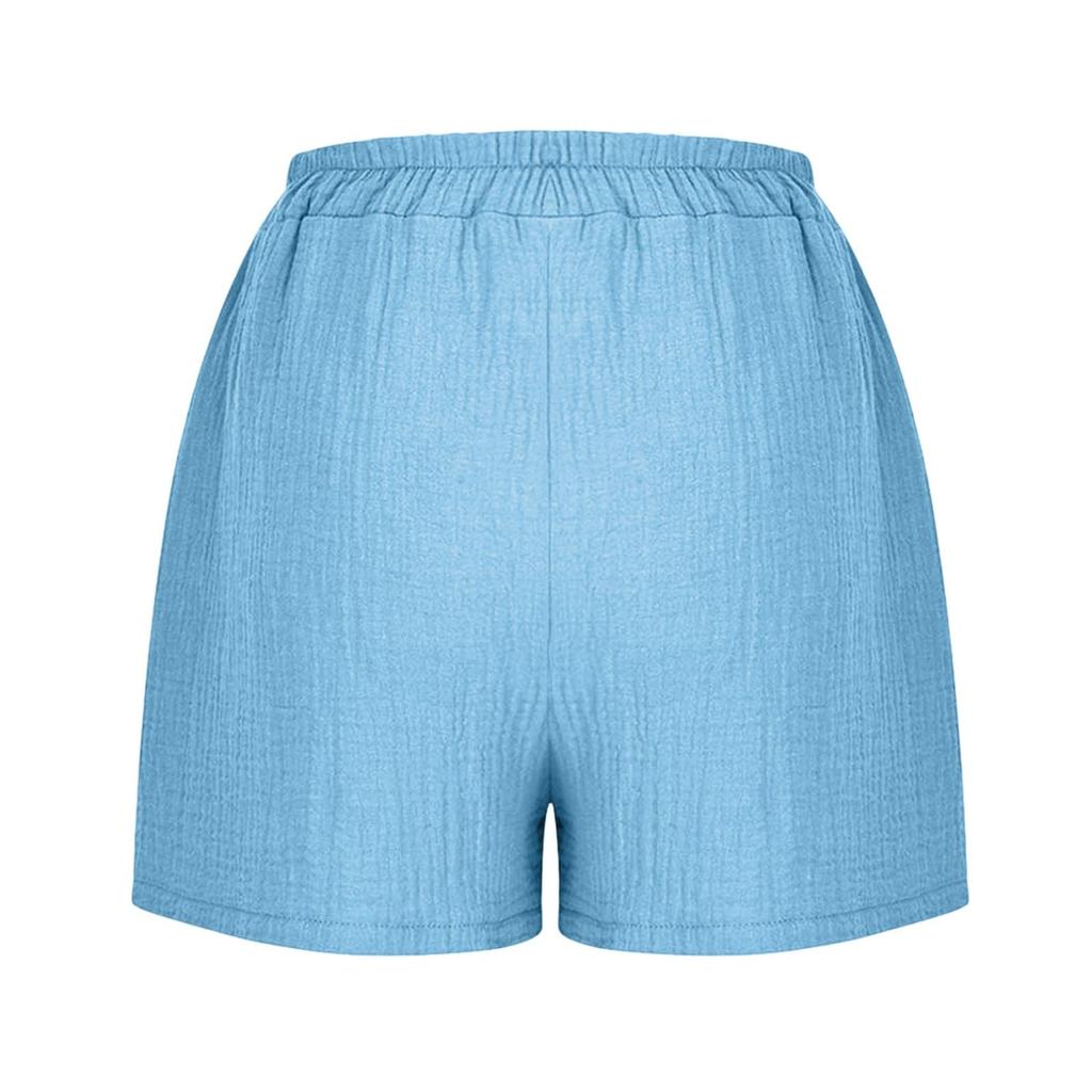 Women's Summer Casual Shorts Elastic Waistband Lightweight Breathable Fabric Loose Fit Wide Leg Comfortable Daily Wear Shorts