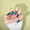 Pure Handmade Deep Sea Blue Cat Eye Nails - Stylish Long Ladder Manicure, Skin-Brightening & Eye-Catching, Popular Internet Celebrity Style