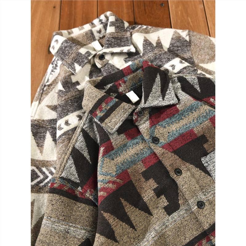Men's Vintage Floral Thick Flannel Long Sleeve Shirt Jacket
