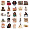 50 Reading Girl Bookworm Retro Stickers - Waterproof Decorative Journal Stickers