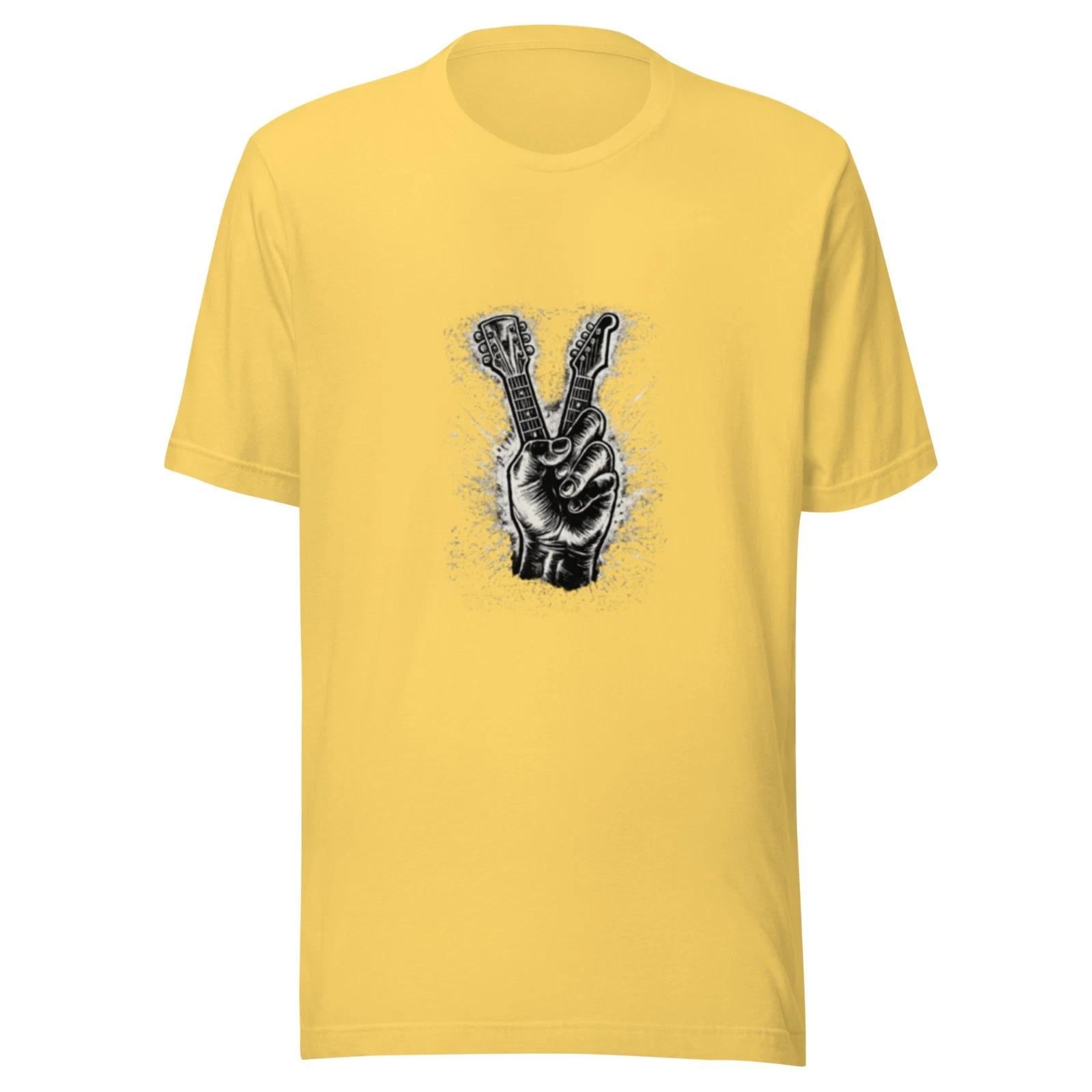 Rock Hand Peace Sign T-Shirt, Guitar Fingers Shirt, Music Lover Tee, Gift 5 2XL