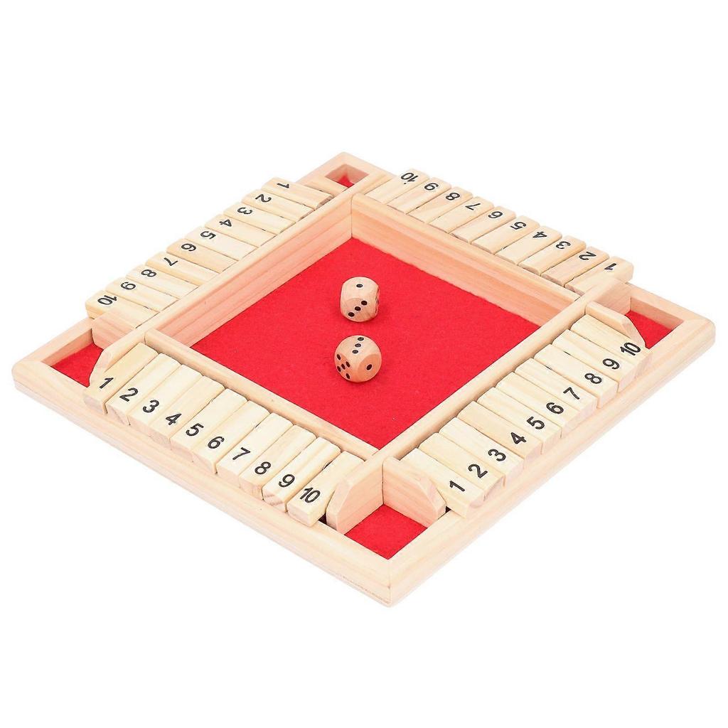 Wooden Number Board Dices Game Set Toy for 4 People KTV Pub Bar Party Supplies PropRed