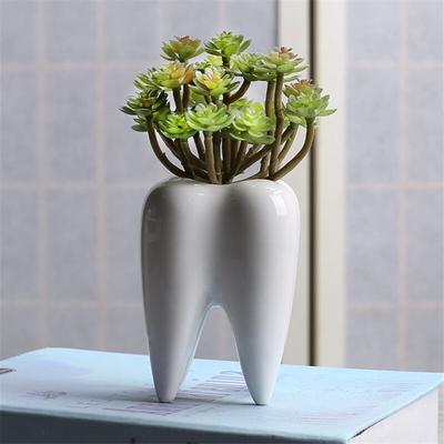 Tvar zubu Bílý keramický květináč Sukulenty Květináč Geometric Mini Office Stolní květináč Domácí Dekor Dárek