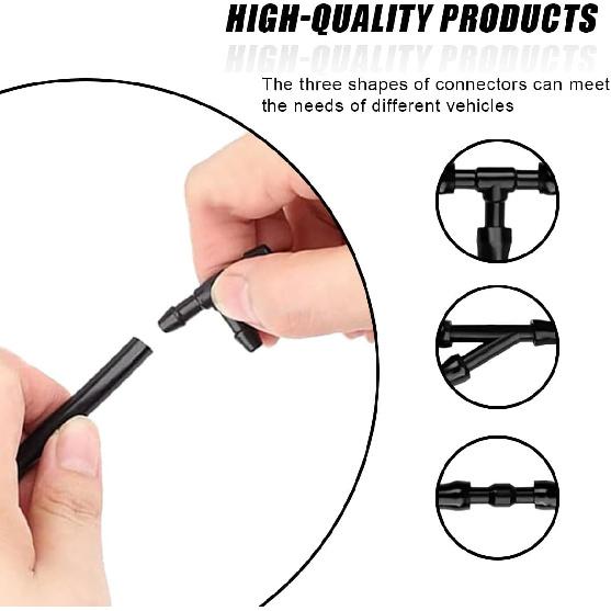 ZIMISI 13PCS Car Windshield Washer Hose Kit, Includes 12 Hose Connectors and 1 4M Washer Fluid Hose, Windshield Repair Kit, Universal Accessories for