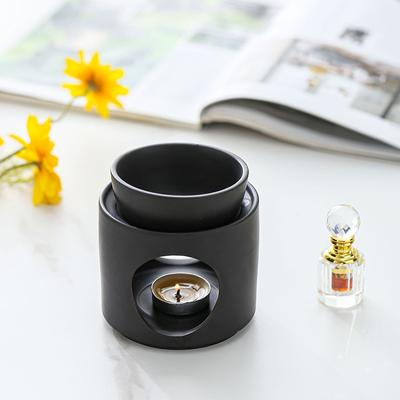 100ml Black Ceramics Essential Oil Incense Burner Spa Yoga Candel Heating Censer with The Candle Tray for Home Decor Ornaments