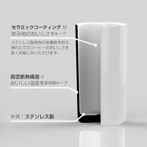 HARIO Ceramic Coated Double-Walled Vacuum Insulated Tumbler, 350mL Capacity, Keeps Drinks Hot or Cold, Swivel Lid, White CTF-350-W