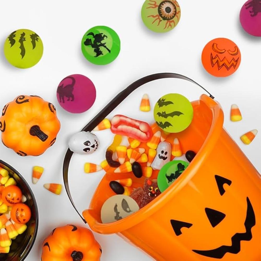 1-200Pcs Halloween Bouncing Balls Glow In The Dark Bouncy Toys Balls Halloween Theme Designs Party Supplies Goodie Bag Fillers