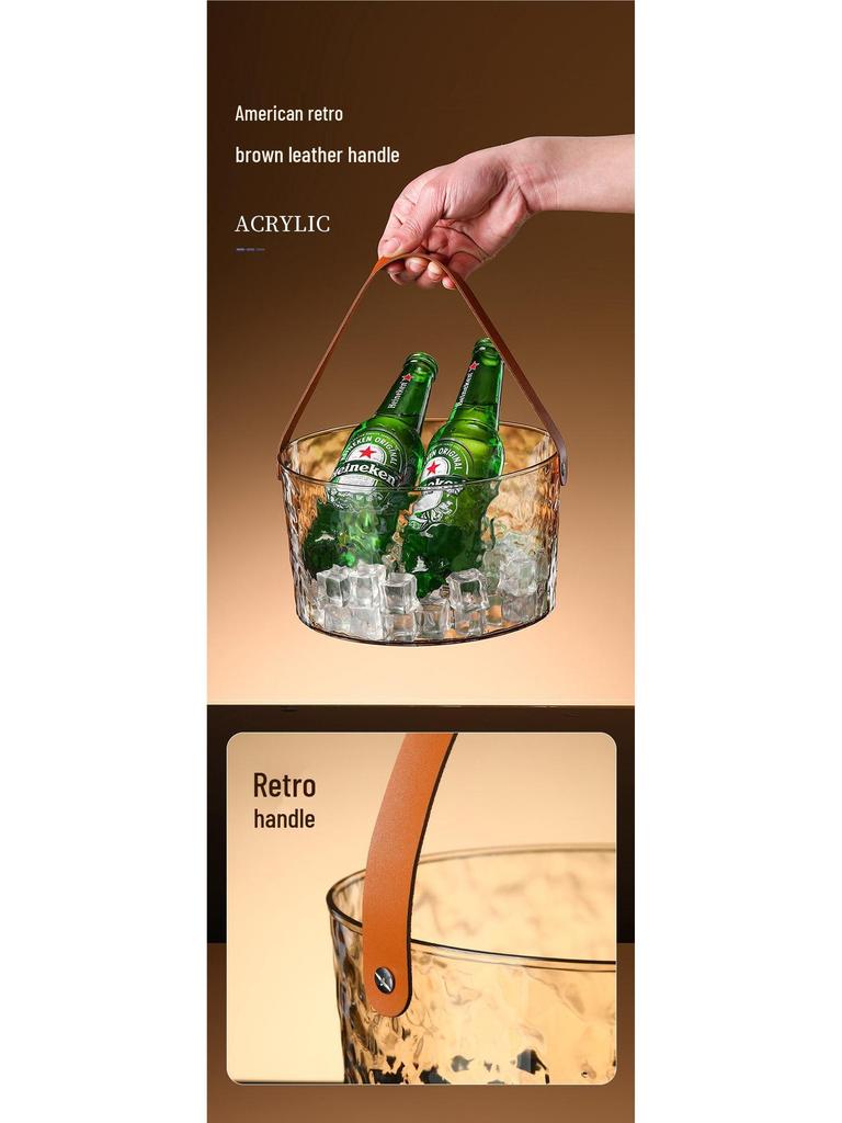 Acrylic Ice Bucket for Bars and Home - Small Beer Barrel Storage Container