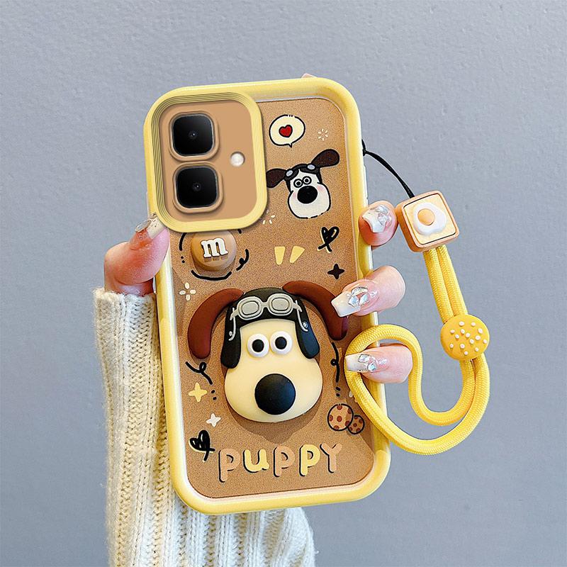 KEYSION Shockproof Case for Infinix Smart 10 with Lanyard Soft Silicone Cute 3D Cartoon Doll Phone Back Cover for Infinix Smart 10