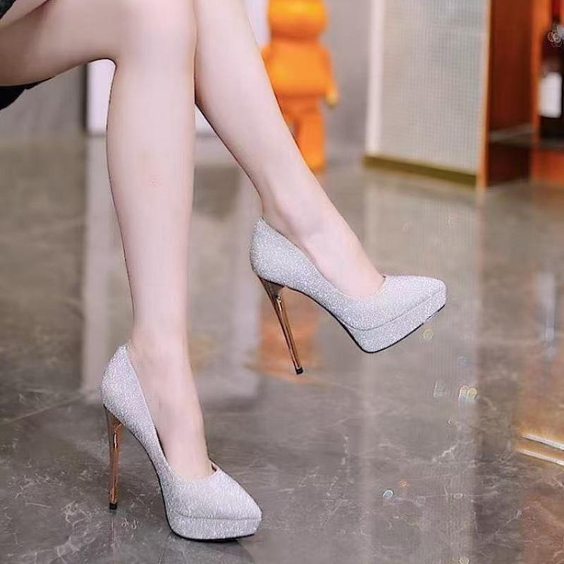 2025 Women's Stiletto Heels: 12CM Platform, Pointed Toe Wedding & Banquet High Heels