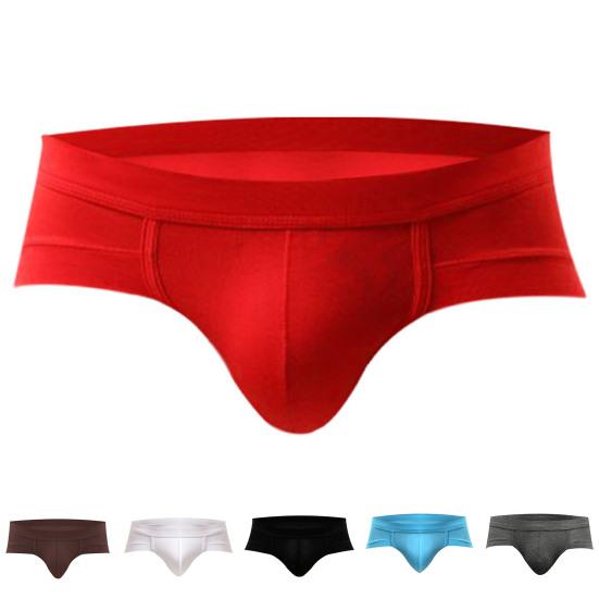 U Convex Lift Hip Men Underpants Stretchy Low Waist Solid Color Boxer Briefs